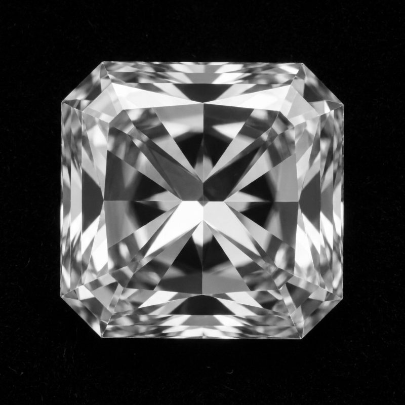 Radiant cut diamond, top view